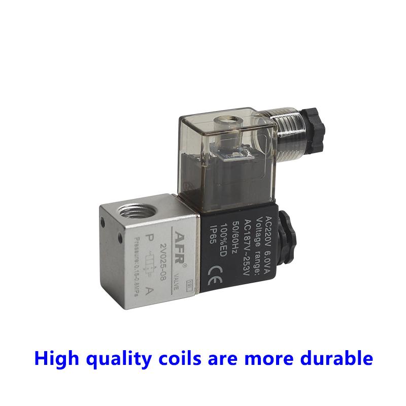 2V025-08 06 Pneumatic Solenoid Valve - 2 Way 2 Position Normally Closed NC 1/4 Port Air Control Valve 12V 24V 110V 220V AC DC