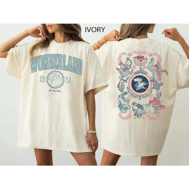 Retro 90s Disney Alice in Wonderland T-shirt Wonderland originated in 1951 Pure cotton couple streetwear top oversized t shirt XL