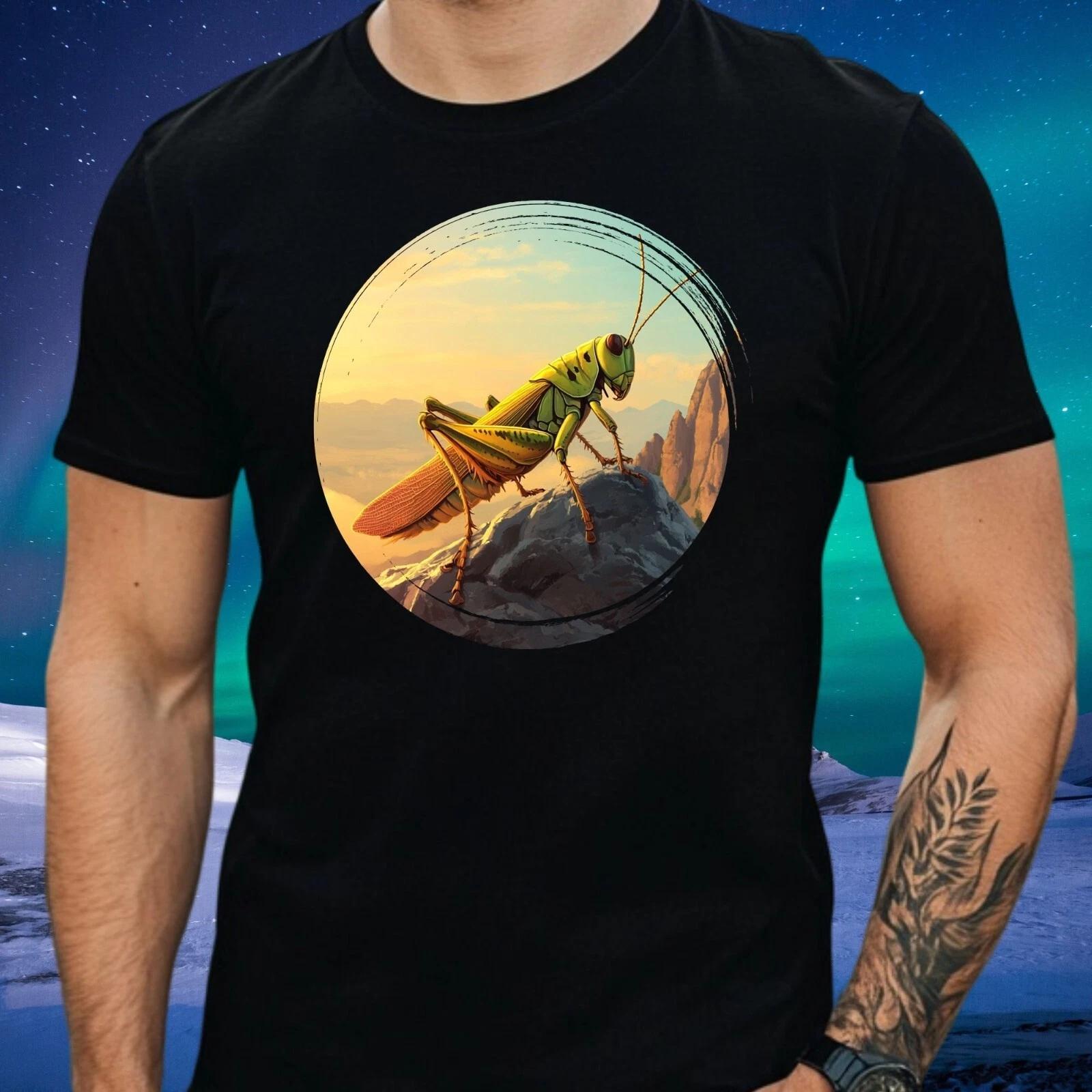 T-Shirt Herren Grashüpfer auf dem Berg Motiv Baumwolle Größe XS bis 5XL L