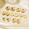 Gold Color Stainless Steel Hoop Earrings For Women Ear Drop Stud