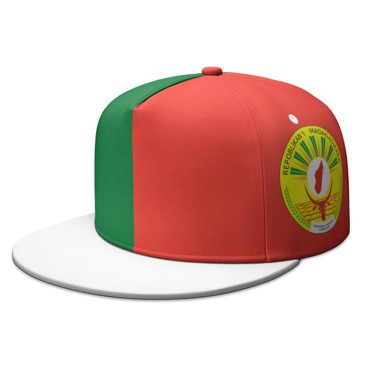 

Madagascar Flat Brimmed Cap Custom Made Name Number Logo Hip-hop Hat Nation Flag Mg Malagasy French Country Photo Headgear Adjustable
