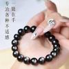 Natural obsidian bracelet, silver obsidian bracelet for women and men, black crystal, black silver obsidian, Hetian jade Buddha bead bracelet