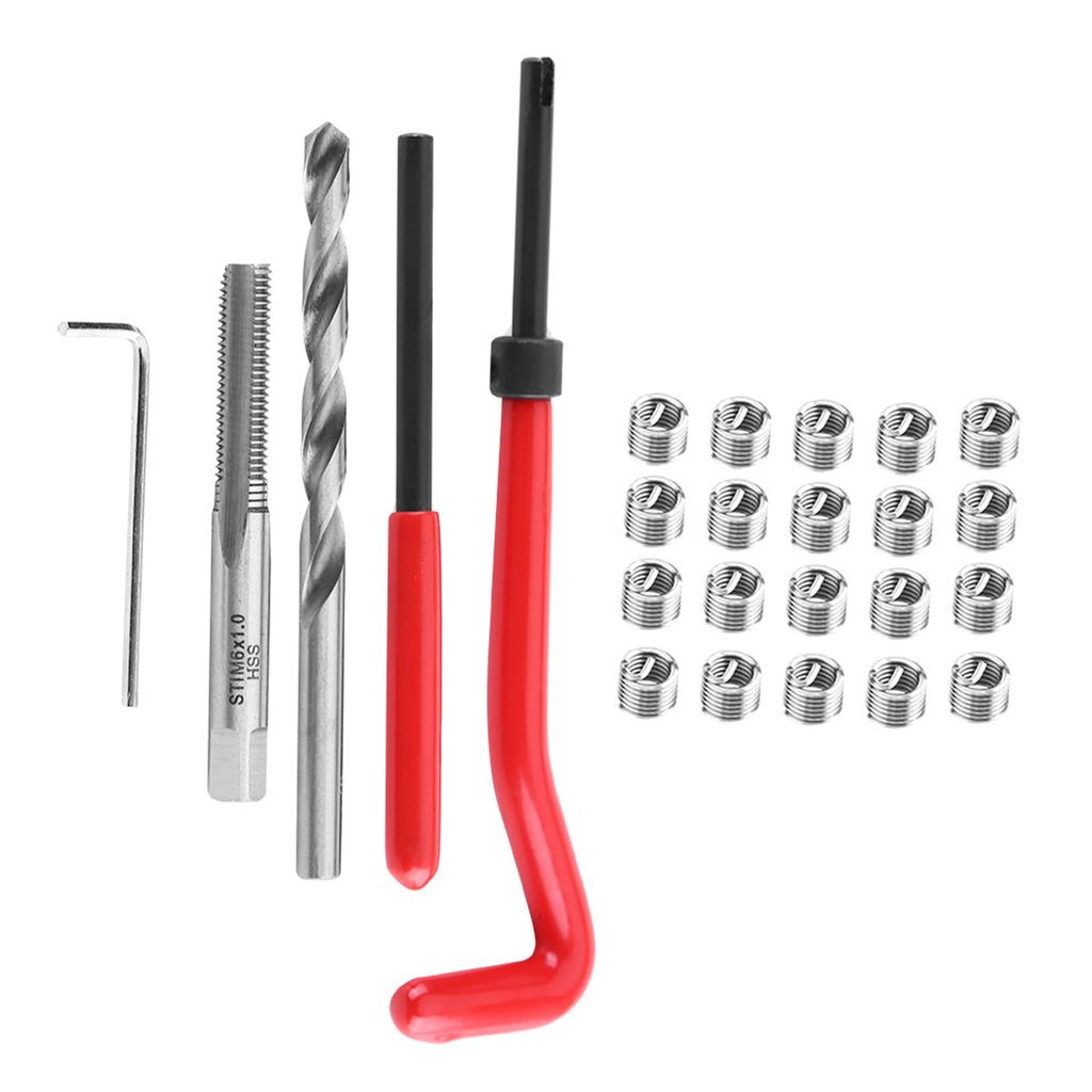 25pcs Thread Repair Insert Kit Compatible Hand Tool Set for Auto Repairing M6 X 1.0 X 8.0mm