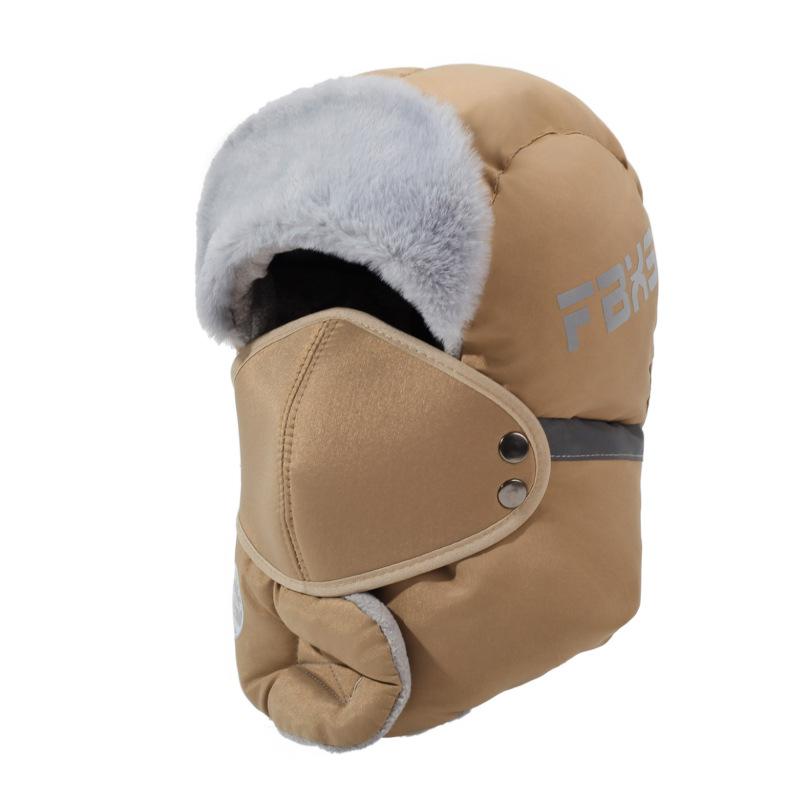 

Зимняя хлопковая шапка-ушанка, защищающая от холода, ветрозащитная маска для езды, теплая хлопковая шапка, шапка для защиты ушей для электромобиля хаки