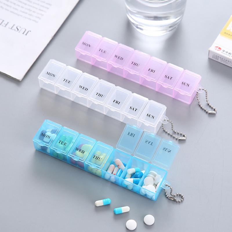 Weekly Portable Travel Pill Cases Box 7 Day Organizer 7 Grids Pills Container Storage Tablets Vitamins Medicine Fish Oils