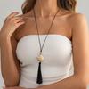 Adjustable Length Long Necklace Chain Wax Thread Sweater Chain Fashion Resin Pendant Necklace