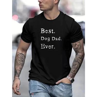 "Men's 'Best Dog Dad Ever' Cotton T-Shirt - Short Sleeve Crew Neck Tee for All-Season Casual Wear"