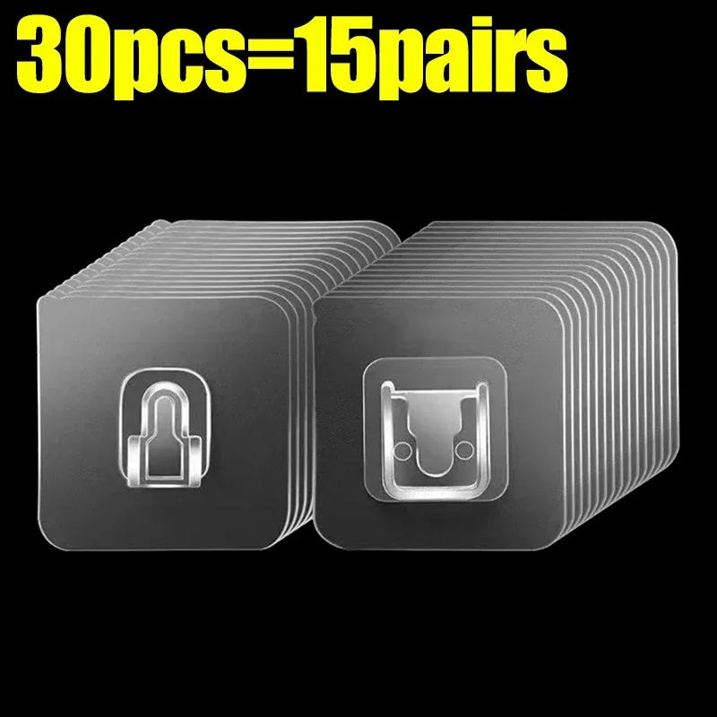 Double Sided Self Adhesive Hooks Buckle Transparent Traceless Wall Hook Suction Cup Plug Storage Holder for Kitchen Bathroom