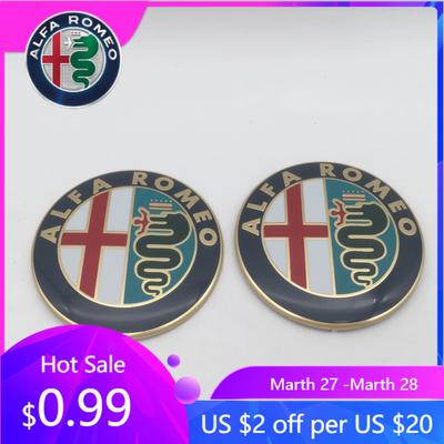 For Alfa Romeo 2026 Hot Sticker 2pcs forAlfa Romeo 147 156 159 74mm Car Front Hood Emblem Bonnet Grille Sticker Rear Trunk Badge