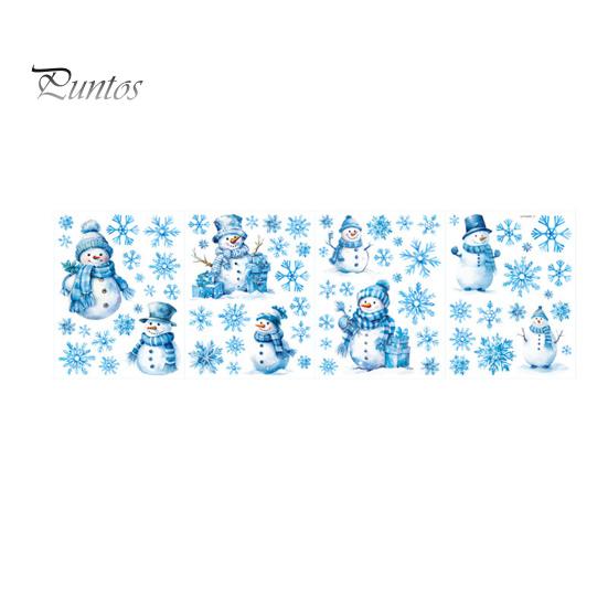 

4 шт. рождественские наклейки без клея, прозрачные снежинки, Санта-принт, статическая липкость, противоскользящие, многоразовые, праздничные, противоскользящие, украшения для оконного стекла