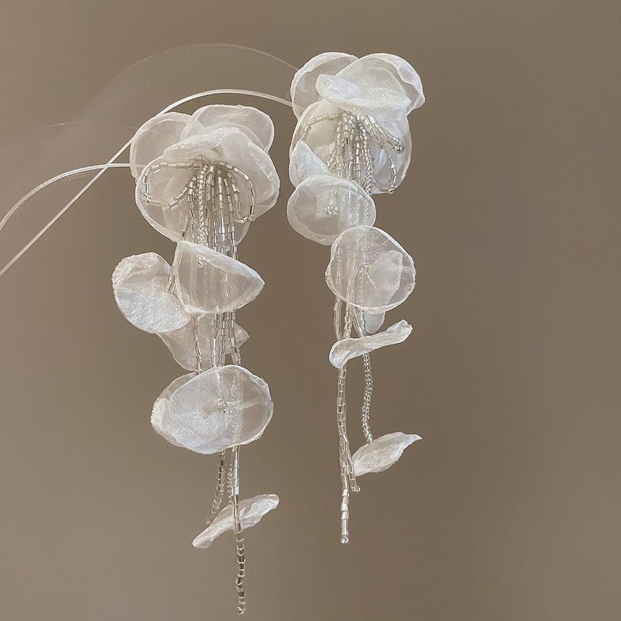 Steel Needle Flower Star Pendant Earrings Sweet Niche Temperament Earrings Exquisite Versatile Fashion High-end Earrings