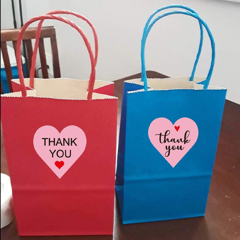 100-500pcs Thank You Sticker Envelope Seal Scrapbook Sticker Pink Heart Cute Round Sticker Stationery Label Stickers