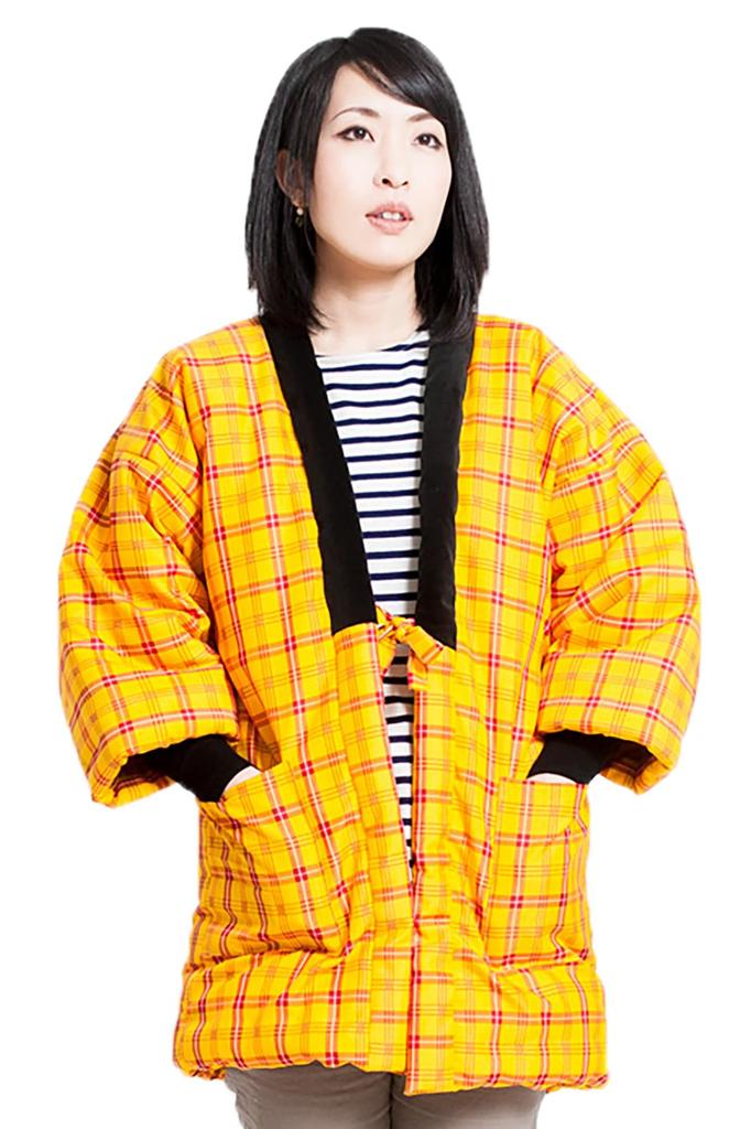 Tayutaf Hanten Hanten Made In One Size Fits Gift for Respect for the Aged Cold Weather and Stylish Yellow X Women's Kurume-woven (Haften), Japan,