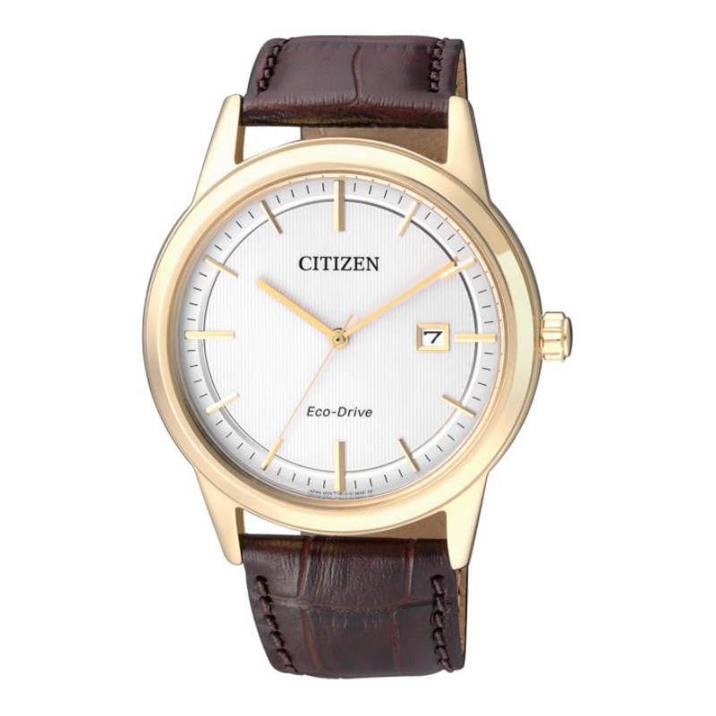 CITIZEN Life Waterproof Solar Quartz Cowhide Strap 40mm Men s Watch White Dial AW1233-01A белый