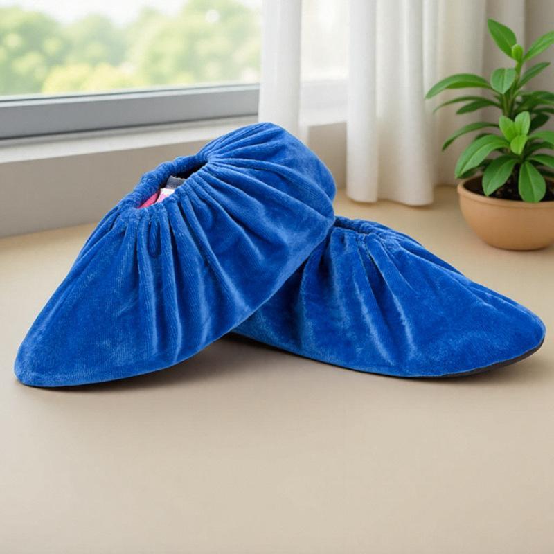 1 Pair Thicken Plush Shoe Covers Reusable Anti-Slip Soles Durable Wear-Resistant Foot Covers For Indoor Outdoor Shoe Covers