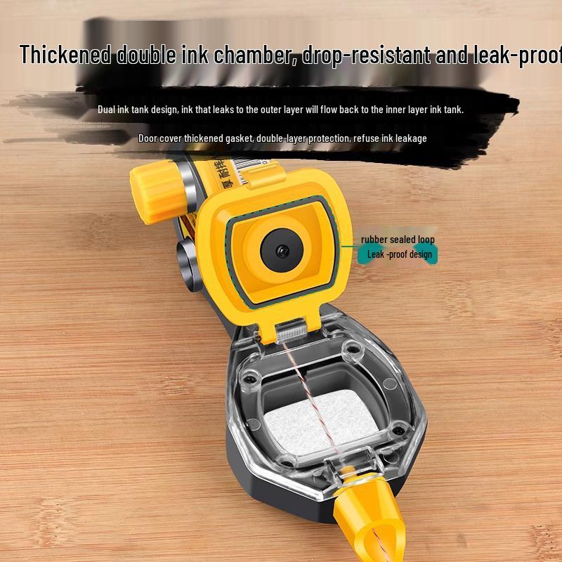 Durable Carpentry Ink Marker for Construction Layout, Drop-Resistant Plastic Liner, Manual and Automatic Wood Line Drawing Tool