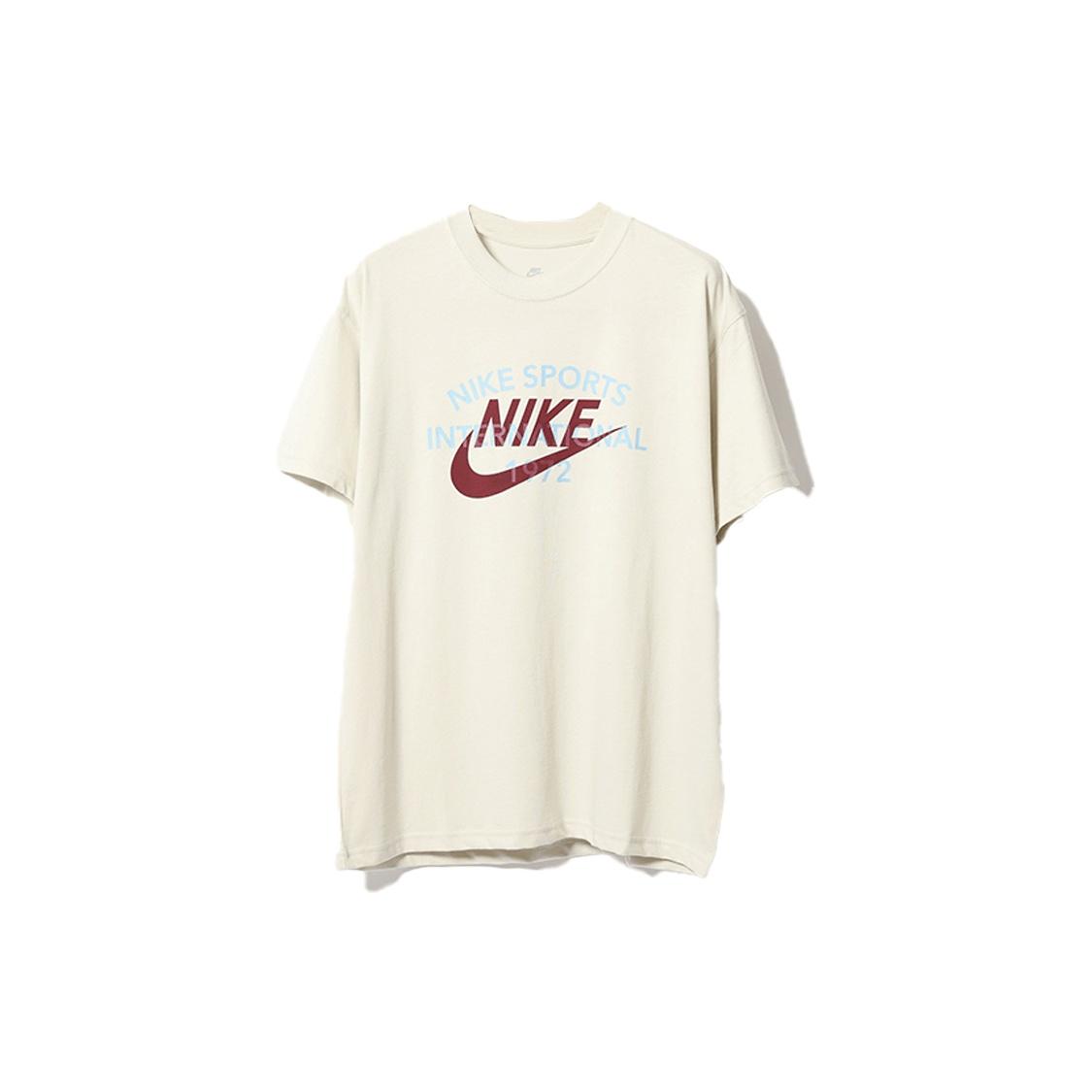 Men s Nike SS22 Logo Alphabet Printing Round Neck Short Sleeve Light Bone T-Shirt DR8007-072 XL