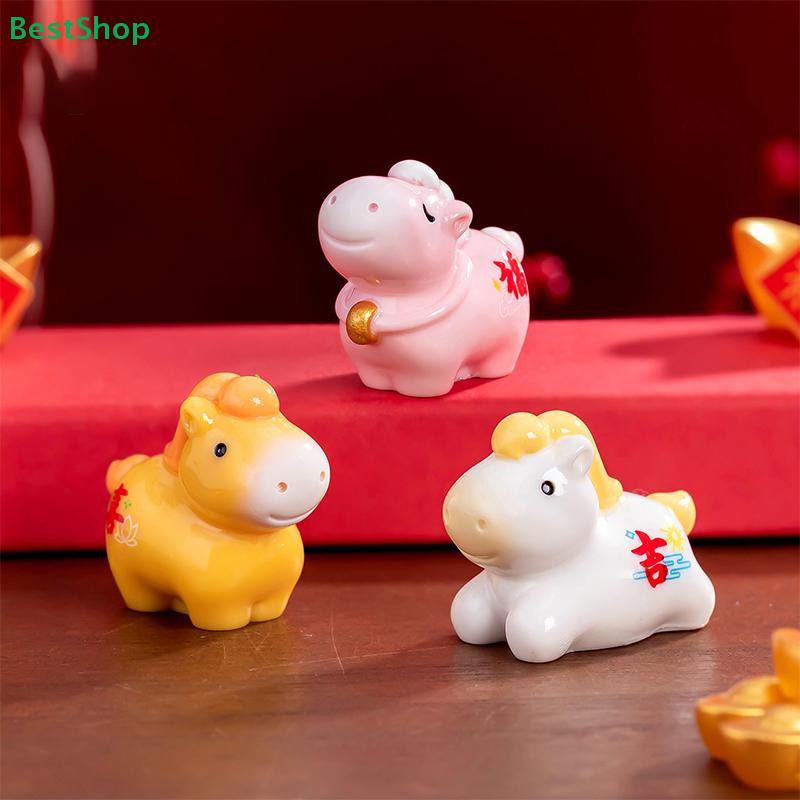 2026 Year of the Horse Lucky Figurine–Chinese New Year Decor Mini Statues with Fortune Symbols (Cute Animal Ornaments)