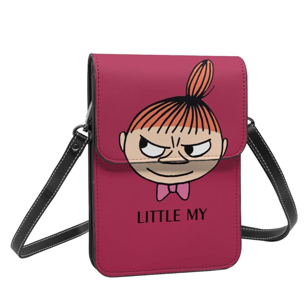 Moomin genuine leather smartphone shoulder slim mini pouch for women and popular 19cm high x wide x 1cm thick pouch, bag, men, wallet/crossbody bag,