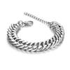 Men's Hip Hop Cuban Bracelet Simple Fashion Titanium Steel 6.5mm-14mm 19cm+5cm Adjustable Length Jewelry Accessory