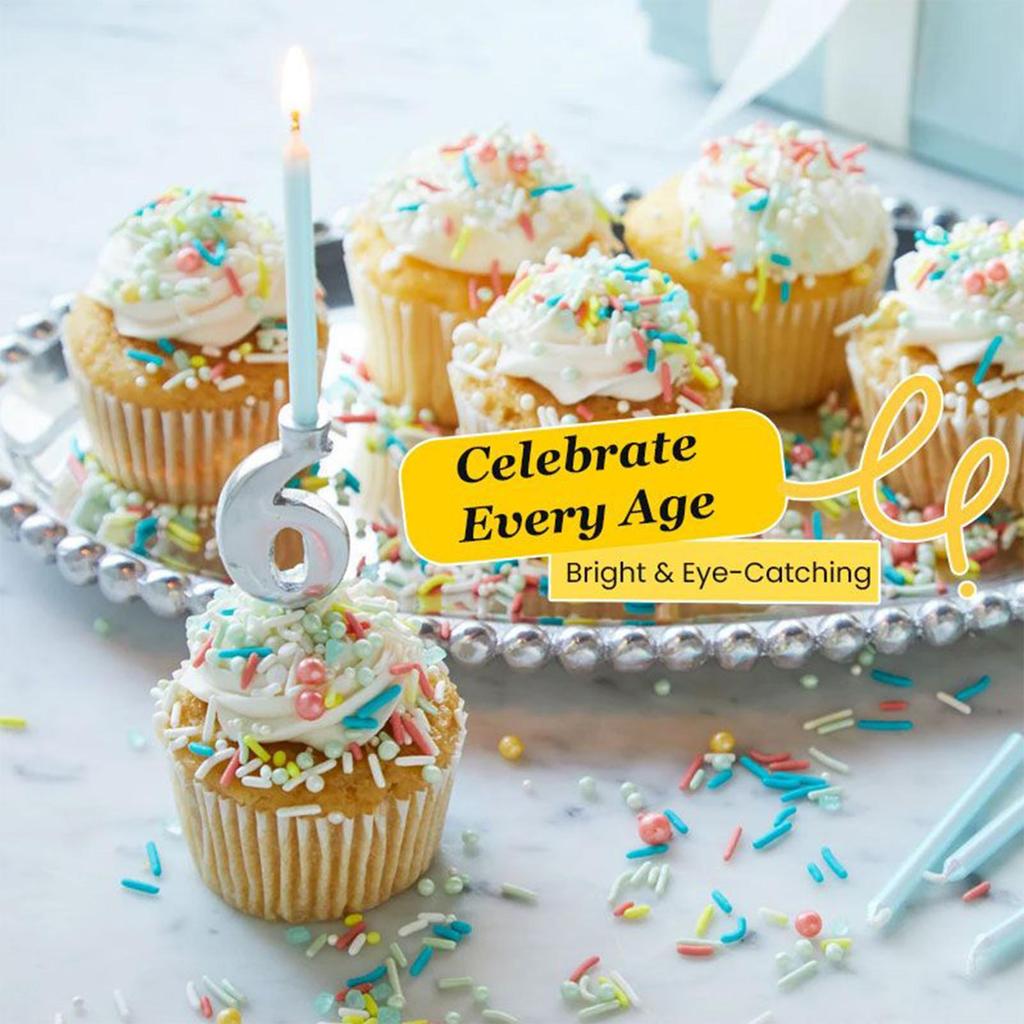 10pcs Reusable Number Birthday Candle Holder Set 0-9 Numbered Cake Toppers Metal Digital Candle Holder for Cakes Anniversary