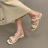 French Fairy Wind Flat Sandals Female Summer Fashion with Skirt 2025 New High-end Roman Beach Sandals
