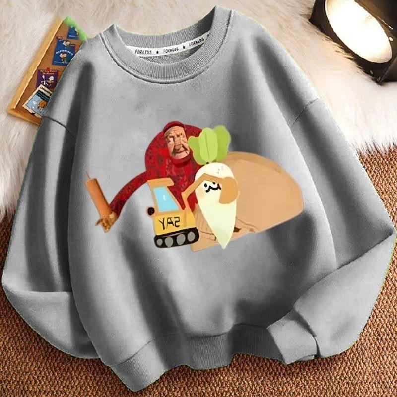 Children's Fashion John's Farm Hoodies for Autumn and Winter, Casual Round-neck Hoodies for Boys and Girls