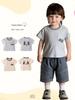 Summer Cartoon Patch Short Sleeve Two-Piece Set for Infants and Toddler Boys
