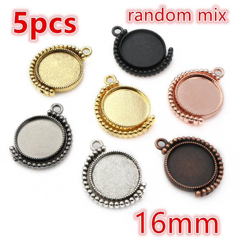 5-15pcs 16mm 18mm Inner Size Pendant Cabochon Blank Base Setting Bezel Tray DIY Jewelry Making Accessories for Necklace Keychain