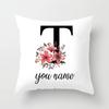 Personalized Name Flower Letter Pillow Case Alphabet Print White Square Pillow Case Dust Cover Bedroom Party Decoration