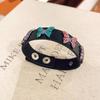 Retro Gothic Rivet Geometric Marbled Bracelet with Diamond Inlays
