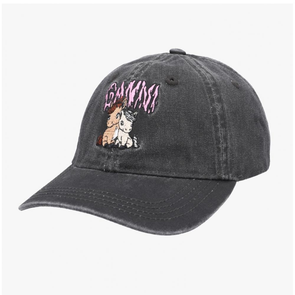 Ganni Vintage Washed Pony Logo Baseball Cap B3020094