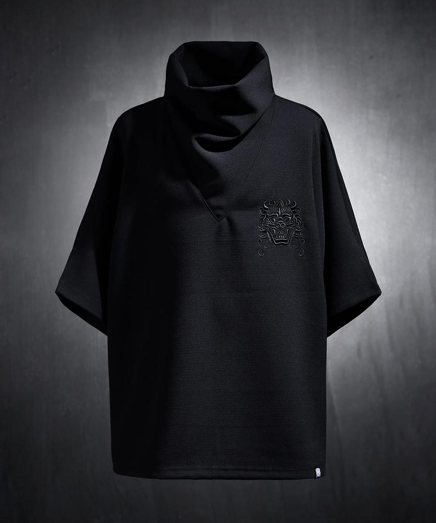 Kileutimuka Embroidered Turtleneck Short Sleeve T-Shirt Black