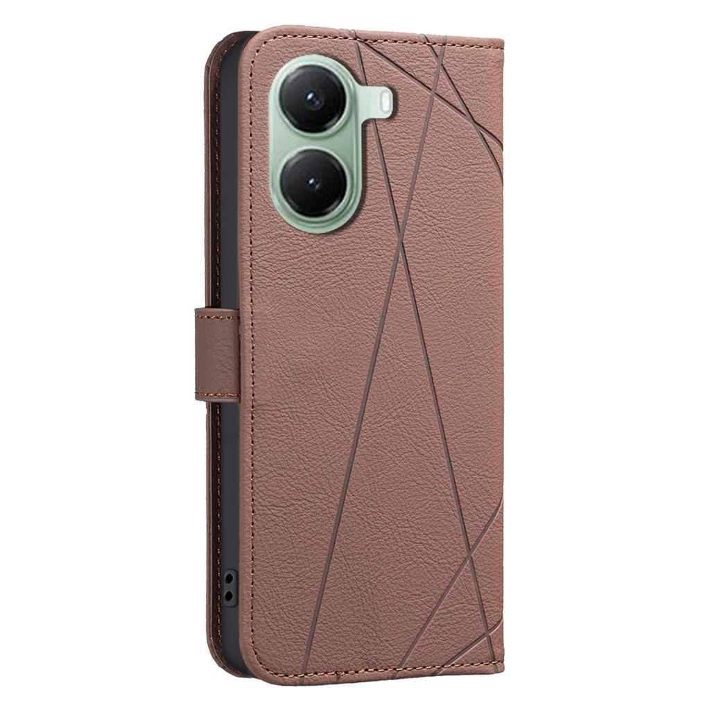 For Xiaomi Redmi Turbo 4 5G/Xiaomi Poco X7 Pro 5G Case BINFEN COLOR BF35 Geometry Imprinted Leather Phone Cover RFID Blocking Wallet Stand