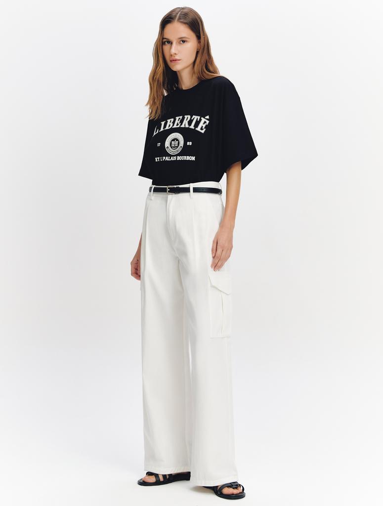 GRAYDATION One-Pleat Denim-Like Cargo Pants White