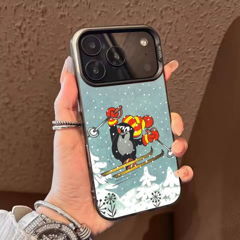 Classic Cartoon Little Mole Phone Case For iPhone 17,16,15,14,13,12,11,Pro Max,Plus black Candy Silver Cover