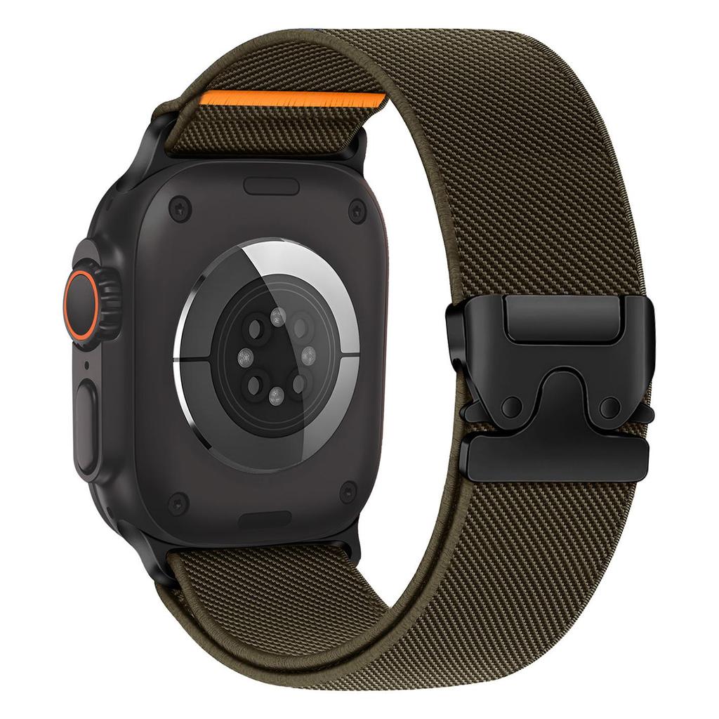 Cross-Border Compatible Elastic Nylon Band for Apple Watch (Series 1-9) with Parachute Buckle.