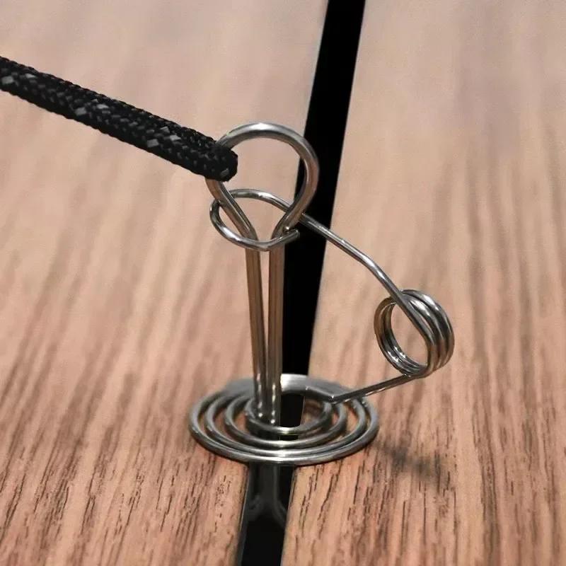 Pack of 10 Spring Deck Pegs Portable Stainless Steel Windproof Awning Tent Canopy Stakes Outdoor Hiking Accessories