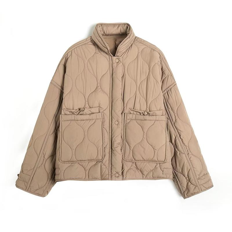 Cotton-padded Clothes Women's Autumn Winter Short Parkas Quilted Jacket Oversize Loose Drawstring Coat Light Thin Warm Overcoat