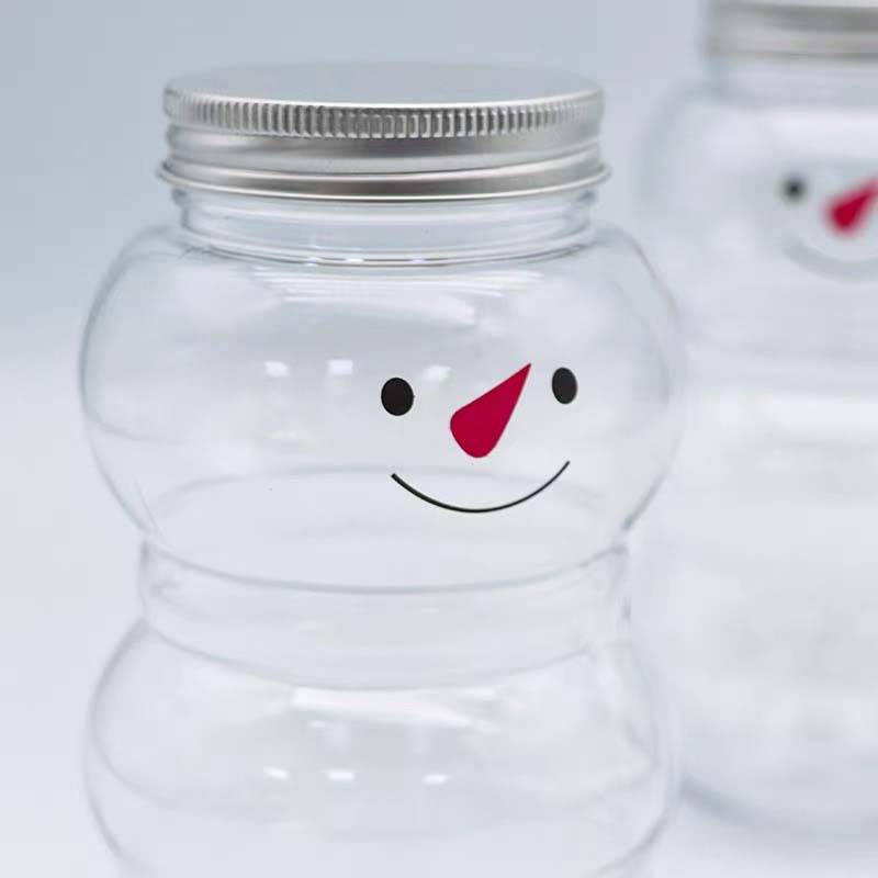 WTEMPO Snowman Mini Gift Jars with Lids Transparent Portable Christmas Party and Event Small Gifts Containers Creative DIY Plastic Empty Bottles