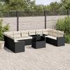 VidaXL Garden Lounge Set 11 Pcs with Cushions Black Braided Resin 3267516