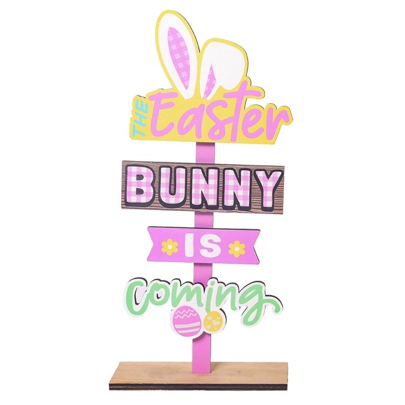 Natural Wood Easters Decoration Bookshelf Display Ornament Easters Charm Decors Suitable for Living Room Dining Table