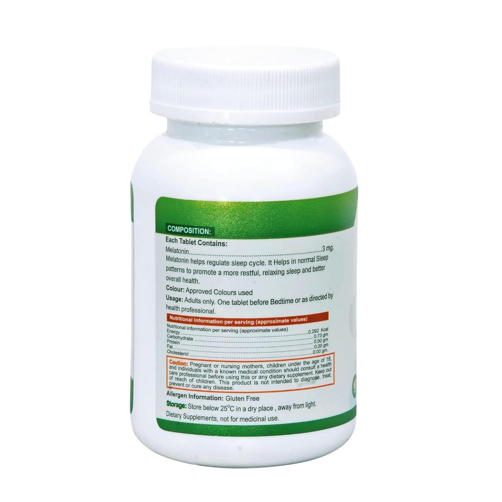 Nveda Melatonin 3mg Natürliches Schlafmittel zur Stresslinderung und für tiefe Erholung 60 Tabletten Packung