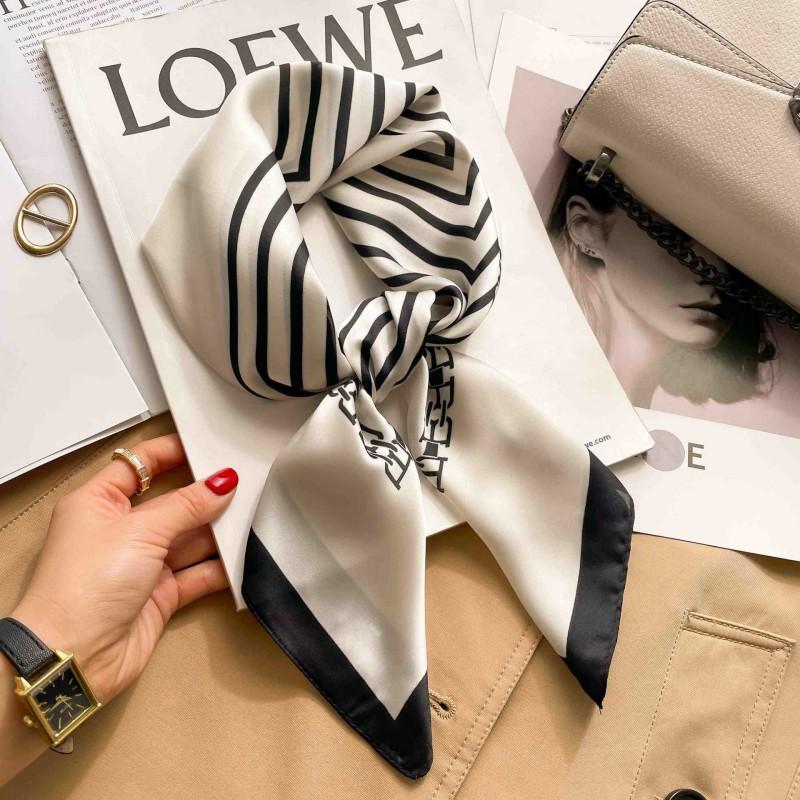 Elegant Silk-Like Square Scarf Women Korean Style Print Neck Lightweight 70x70cm Nylon Fashion Accessory