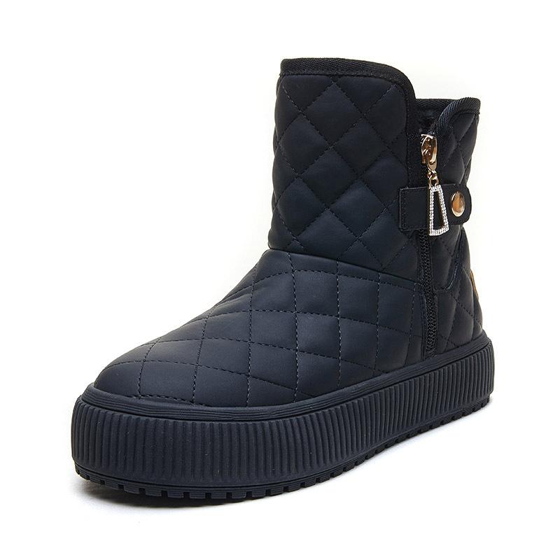 

High-top large cotton platform women s shoes winter velvet side zipper cotton shoes Korean version Northeast wear warm snow boots 2025 35