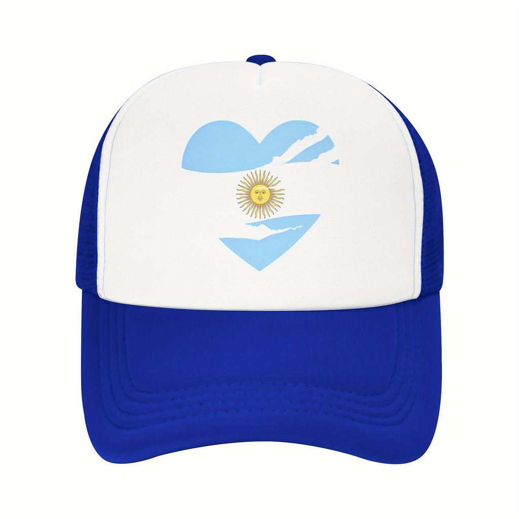 Argentina Heart Flag Sun Trucker Hat Lightweight Mesh Baseball Cap Adjustable Unisex Casual