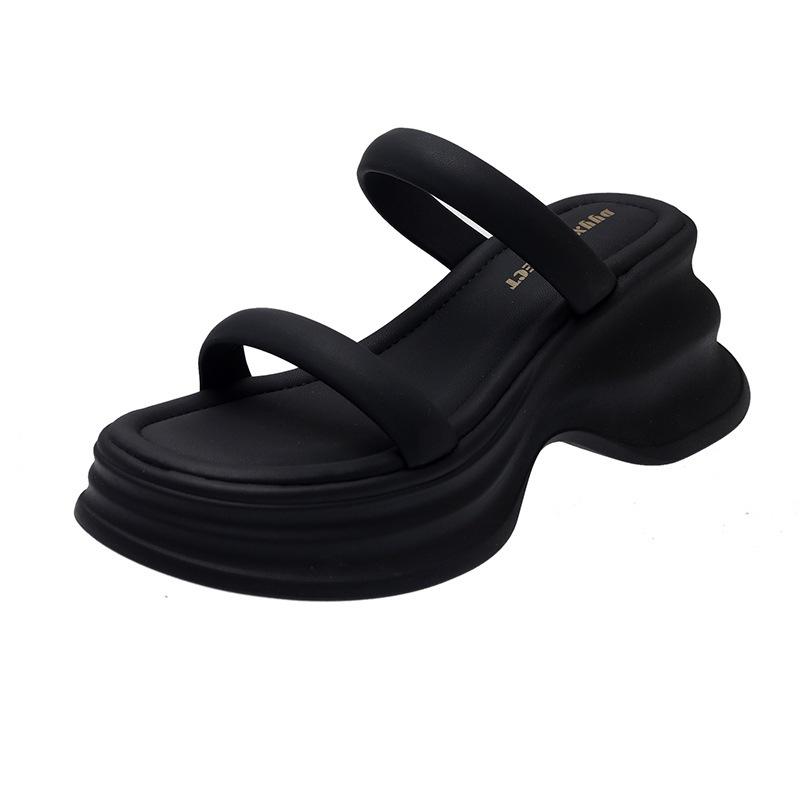 2025 High-end Thick-soled Slippers Women's Summer Outer Wear New Summer Small Thick-soled Beach with Skirt Cool Slippers