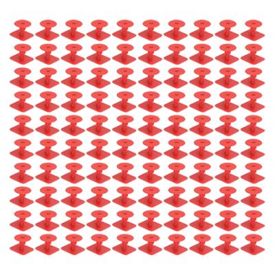 100 Pcs Blank Ear Tags Square Livestock Animal Identification Cattle Earring Marker for Pigs Red