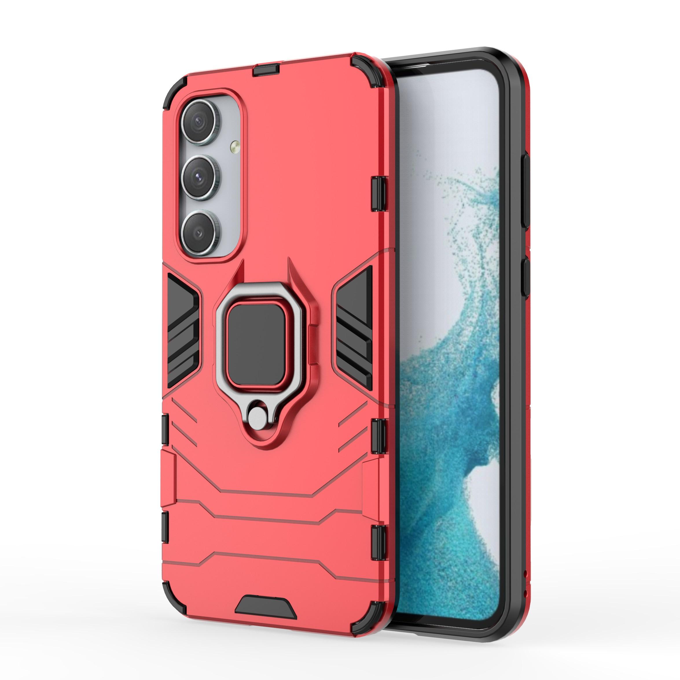 

For Samsung Galaxy A35 5G Cell Phone Case PC+TPU Anti-scratch Cover with Ring Kickstand Red