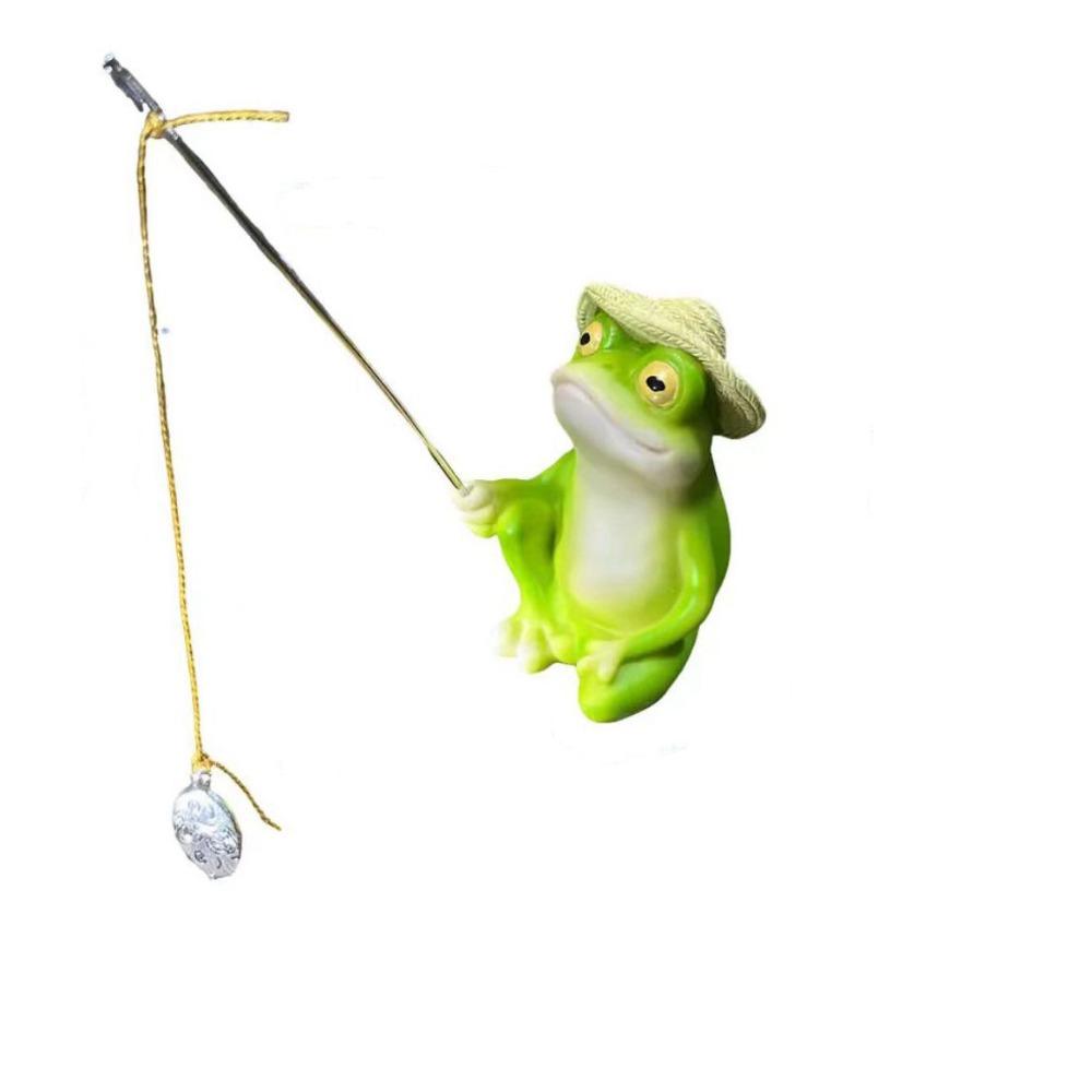 Cartoon Animal Sculpture Resin Miniatures Figurine Garden Decor Frog Panda Fishing Statue  Lawn